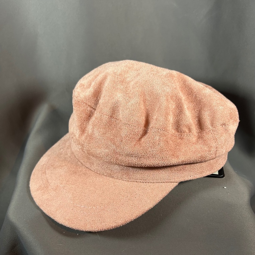 Rubi Bailey Baker Boy Cap Rose Tan Faux Suede Newsboy Hat OS